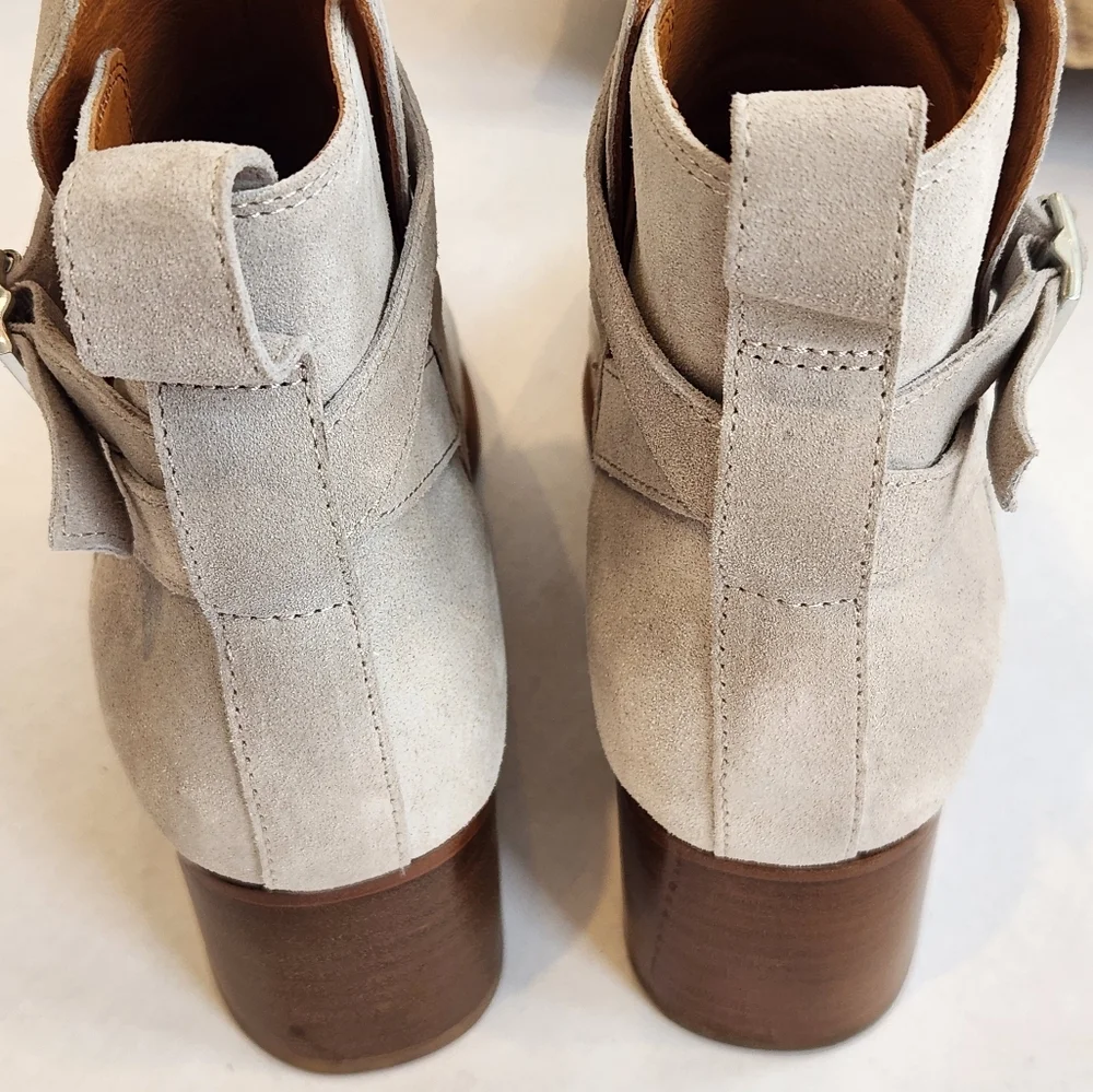 || RAG & BONE || Walker Buckle boot, ice gray  suede, heels, size 38
